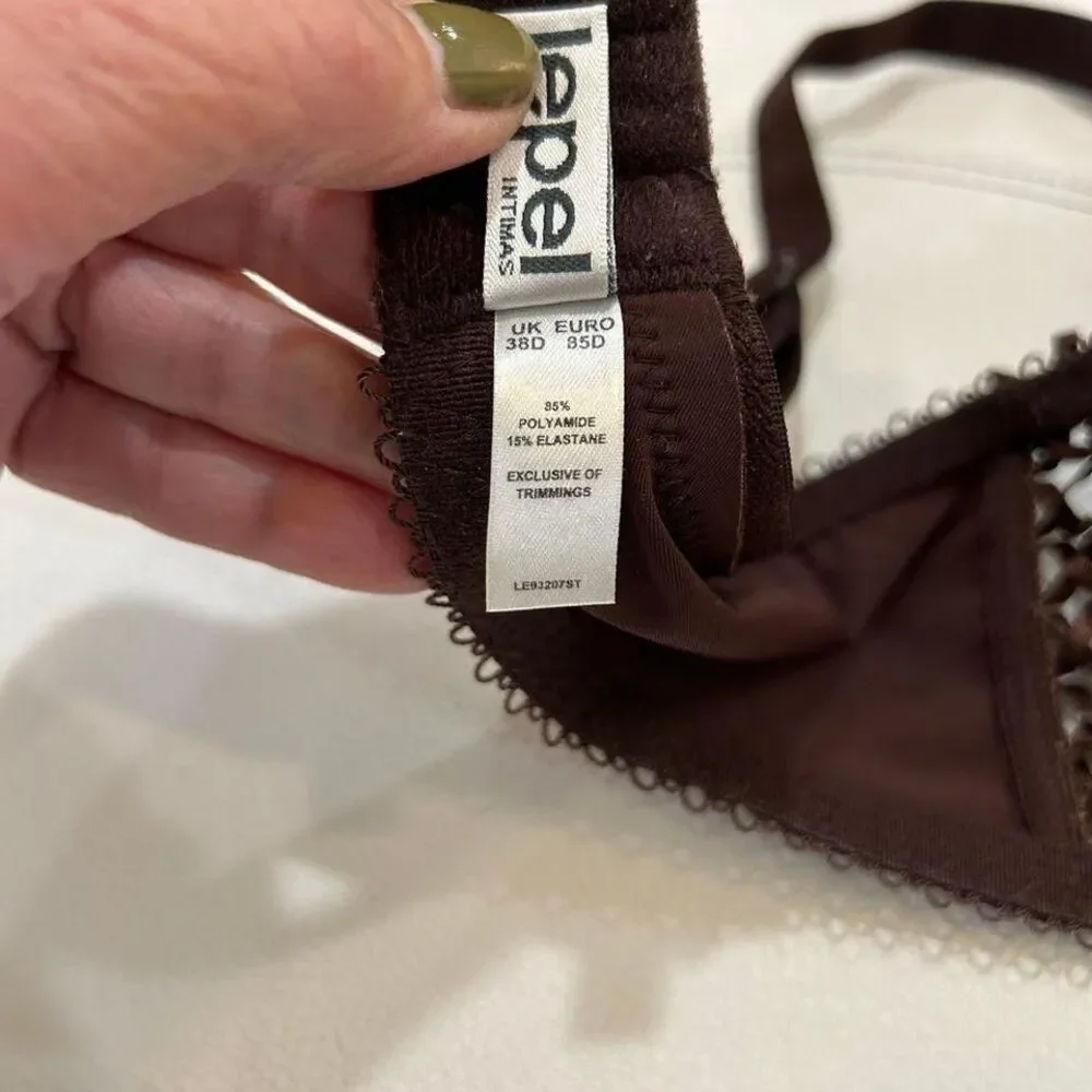 Lepel Bra 38D  Brown Lace-Trimmed Padded Bra with Adjustable Straps Italy‎ - Picture 6 of 7
